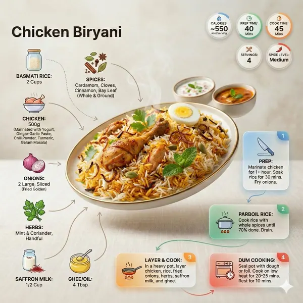 Biryani recipe infographic