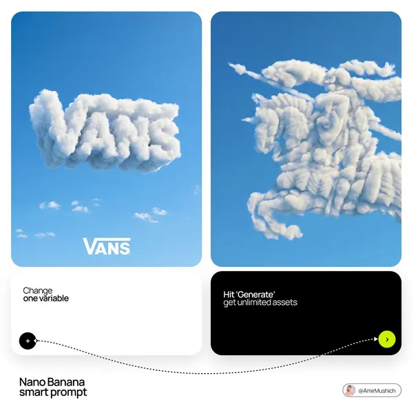 Surreal cloud-letter brand poster